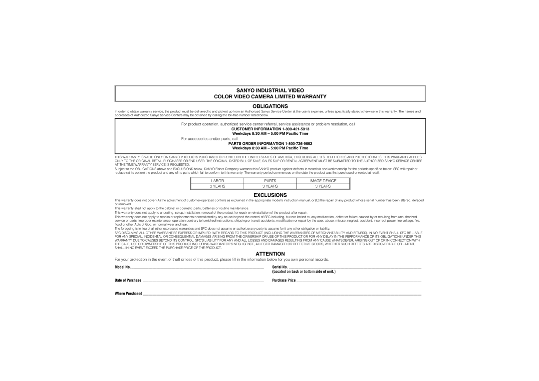 Fisher VDC-D1184VA, VDC-D2184VA instruction manual Exclusions 