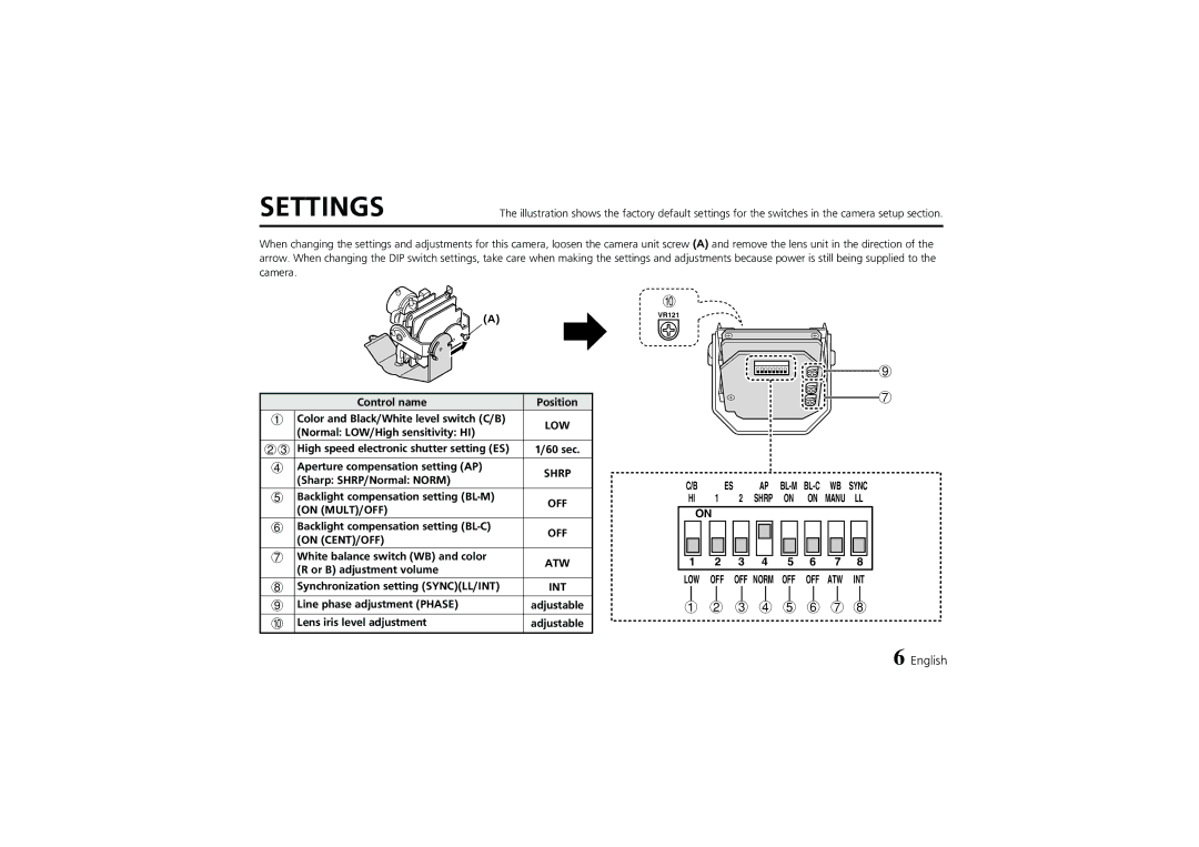 Fisher VDC-D1184VA, VDC-D2184VA instruction manual Settings 