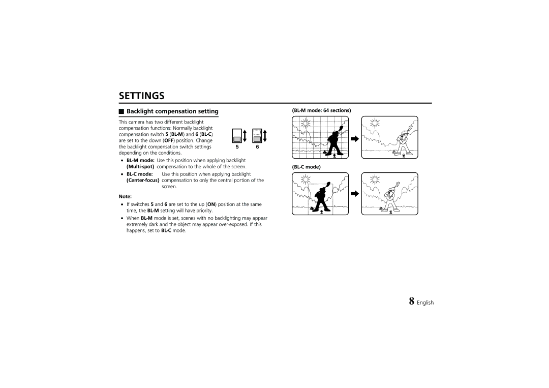 Fisher VDC-D1184VA, VDC-D2184VA instruction manual Backlight compensation setting, BL-C mode 