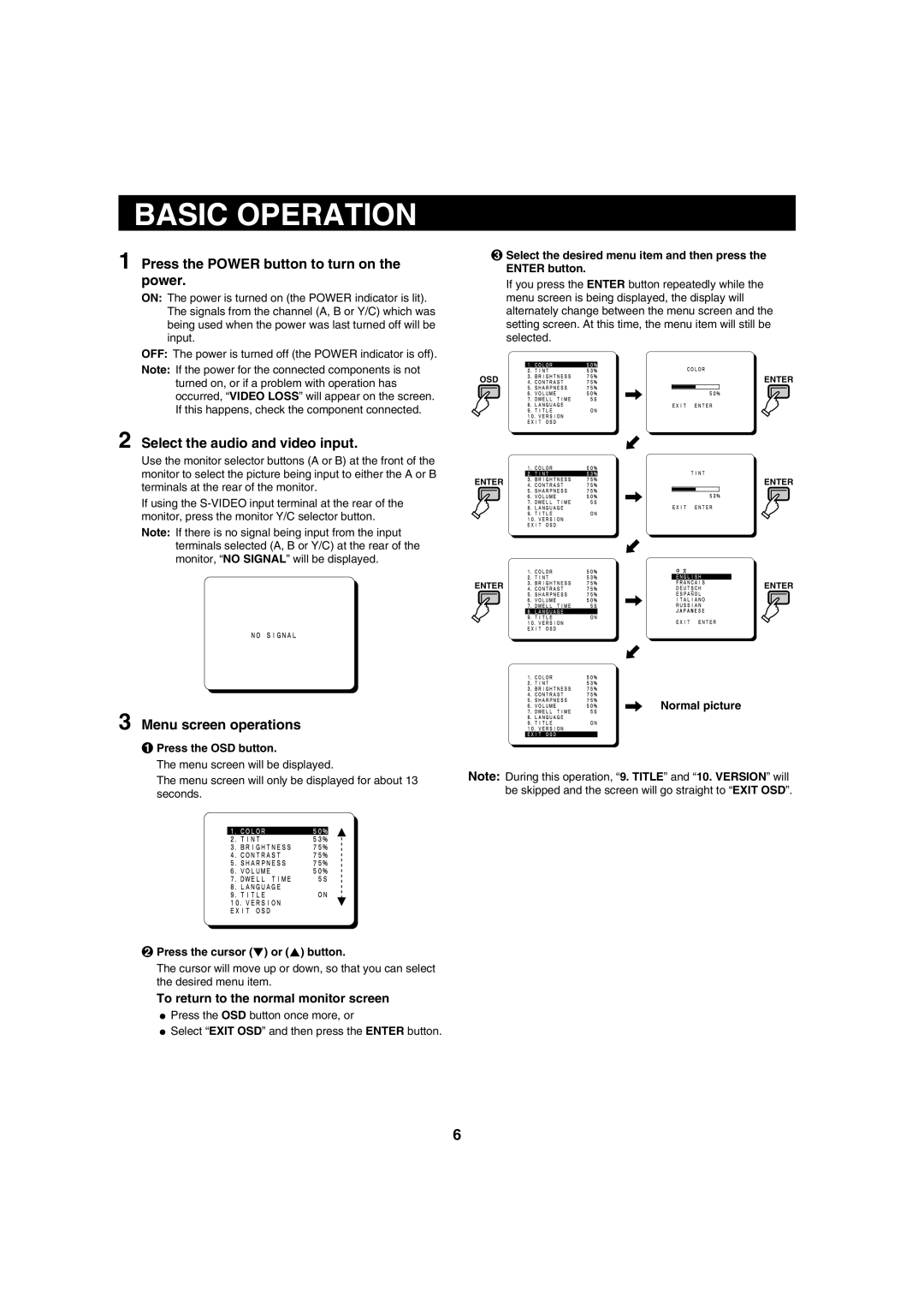 Fisher VMC-8614F Basic Operation, Press the Power button to turn on the power, Select the audio and video input 