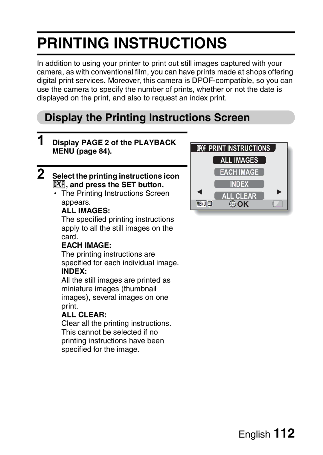 Fisher VPC-CG6EX, VPC-CG6GX instruction manual Display the Printing Instructions Screen 