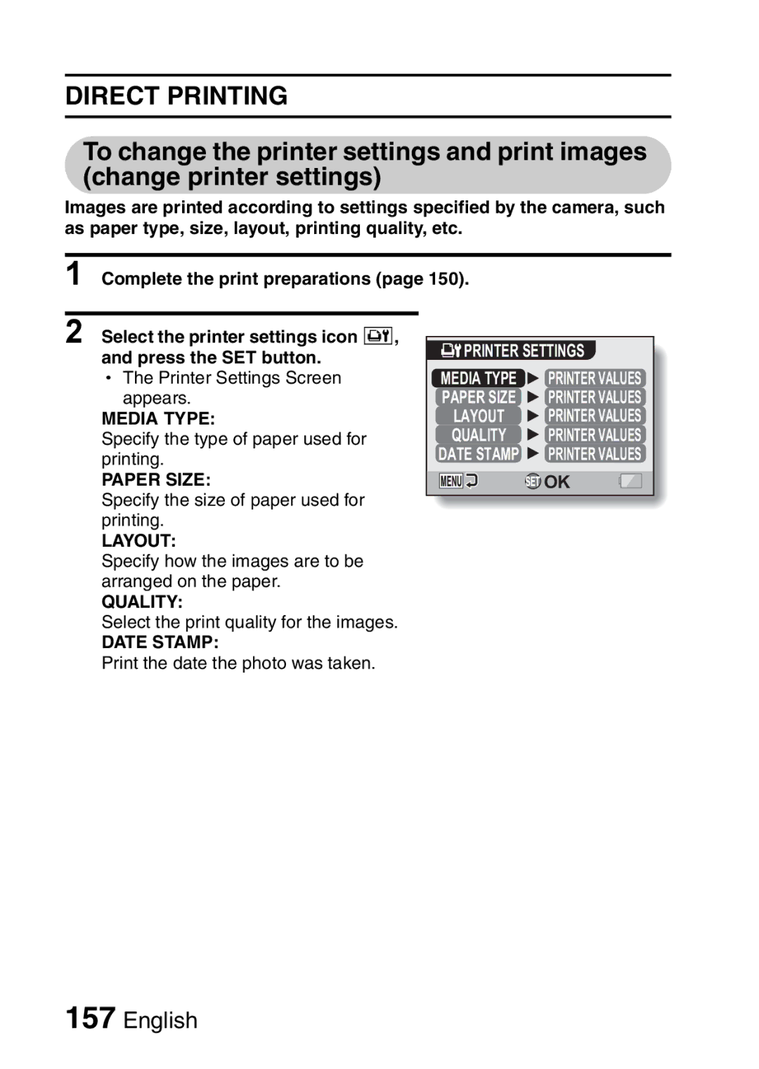 Fisher VPC-CG6EX, VPC-CG6GX instruction manual Printer Settings 