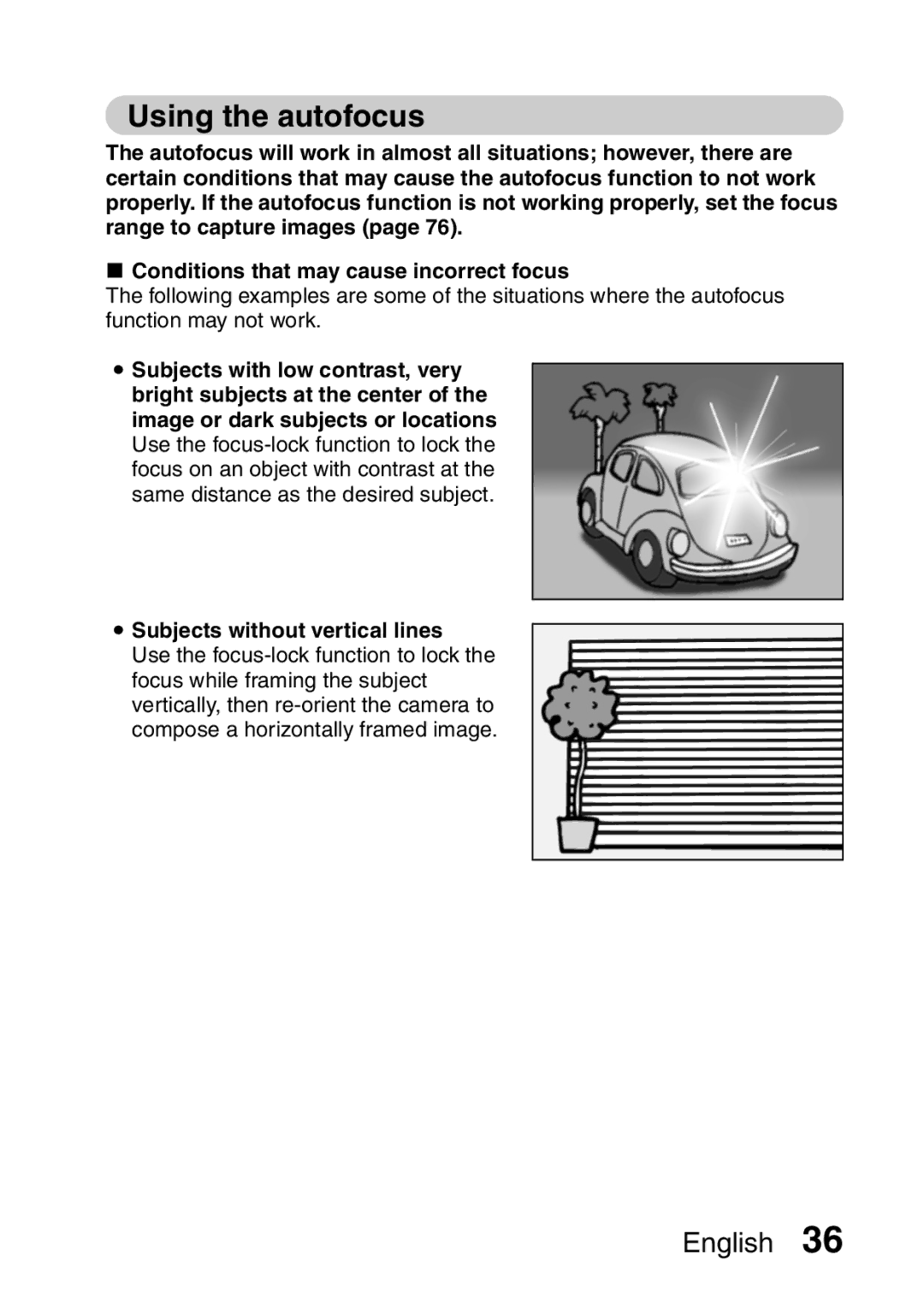 Fisher VPC-CG6EX, VPC-CG6GX instruction manual Using the autofocus 