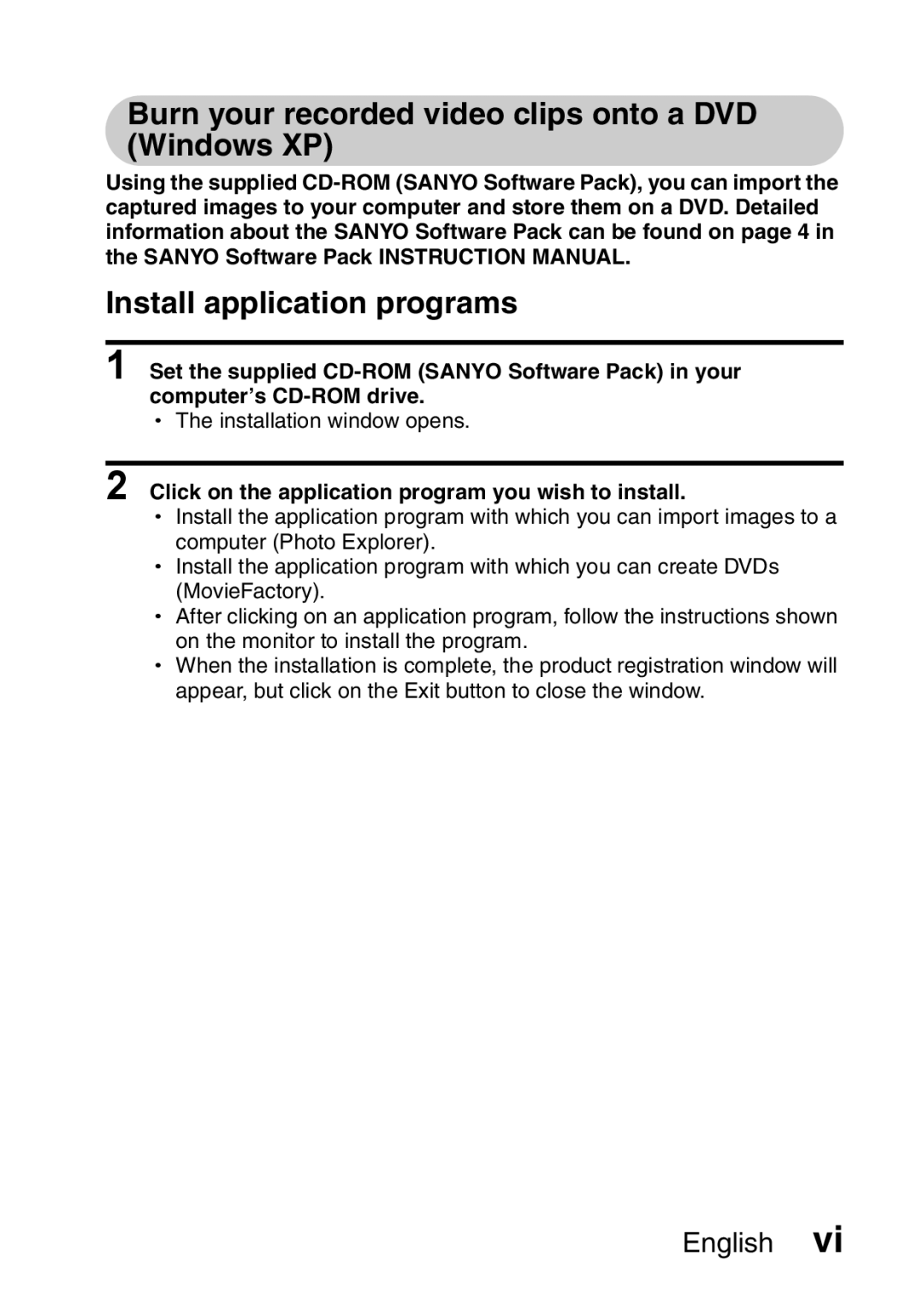 Fisher VPC-CG6GX, VPC-CG6EX instruction manual Click on the application program you wish to install 