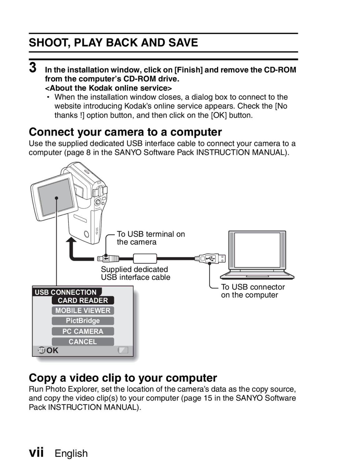 Fisher VPC-CG6EX, VPC-CG6GX instruction manual Connect your camera to a computer, Copy a video clip to your computer 