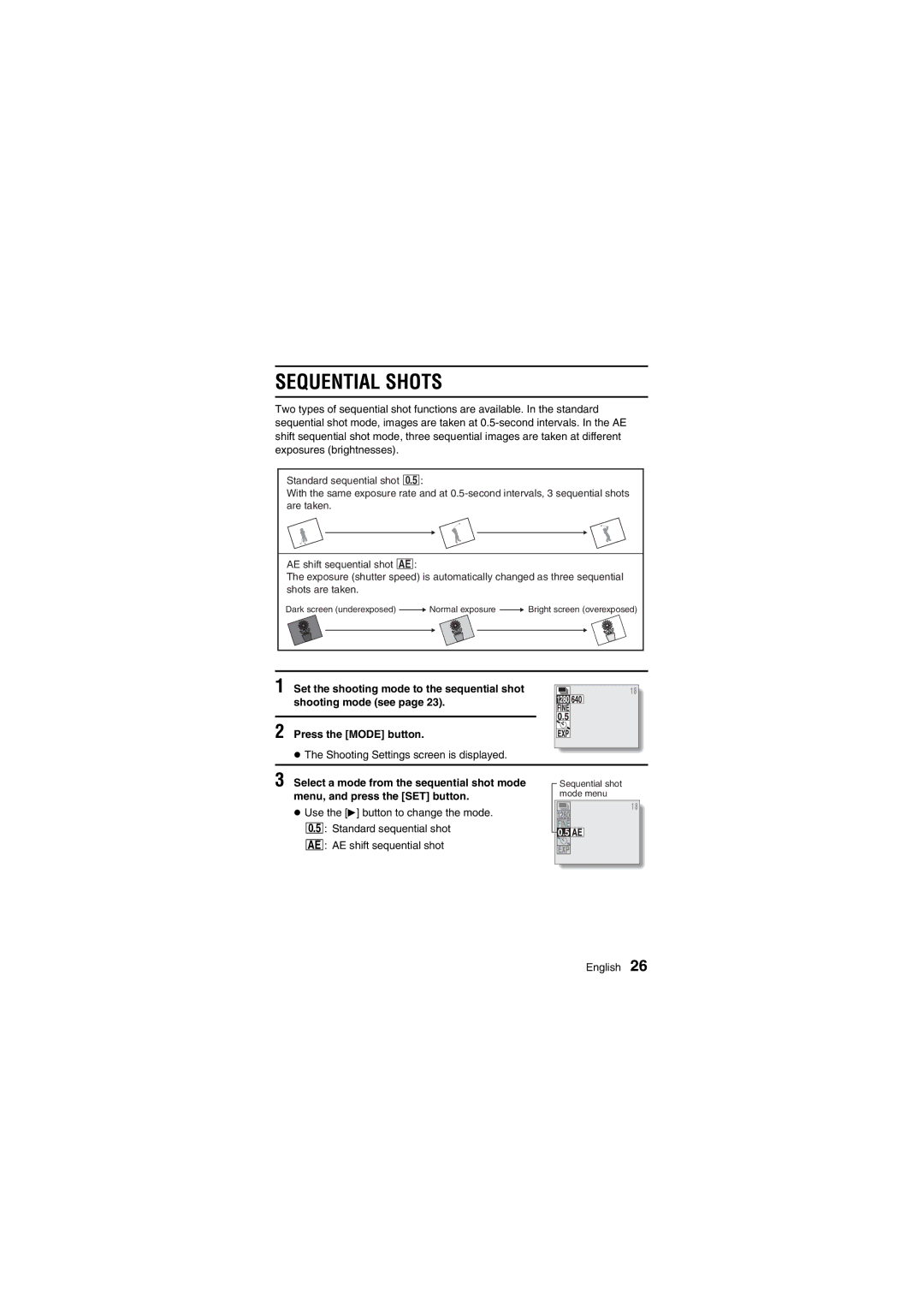 Fisher VPC-R1EX instruction manual Sequential Shots 