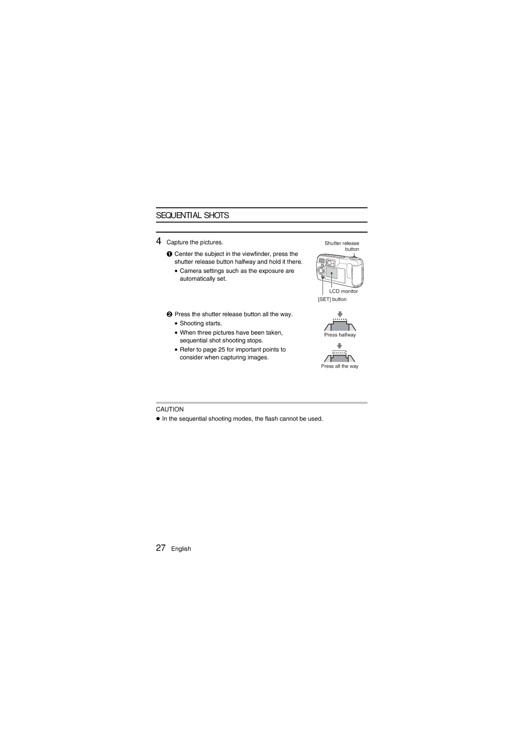 Fisher VPC-R1EX instruction manual Sequential Shots, Capture the pictures 