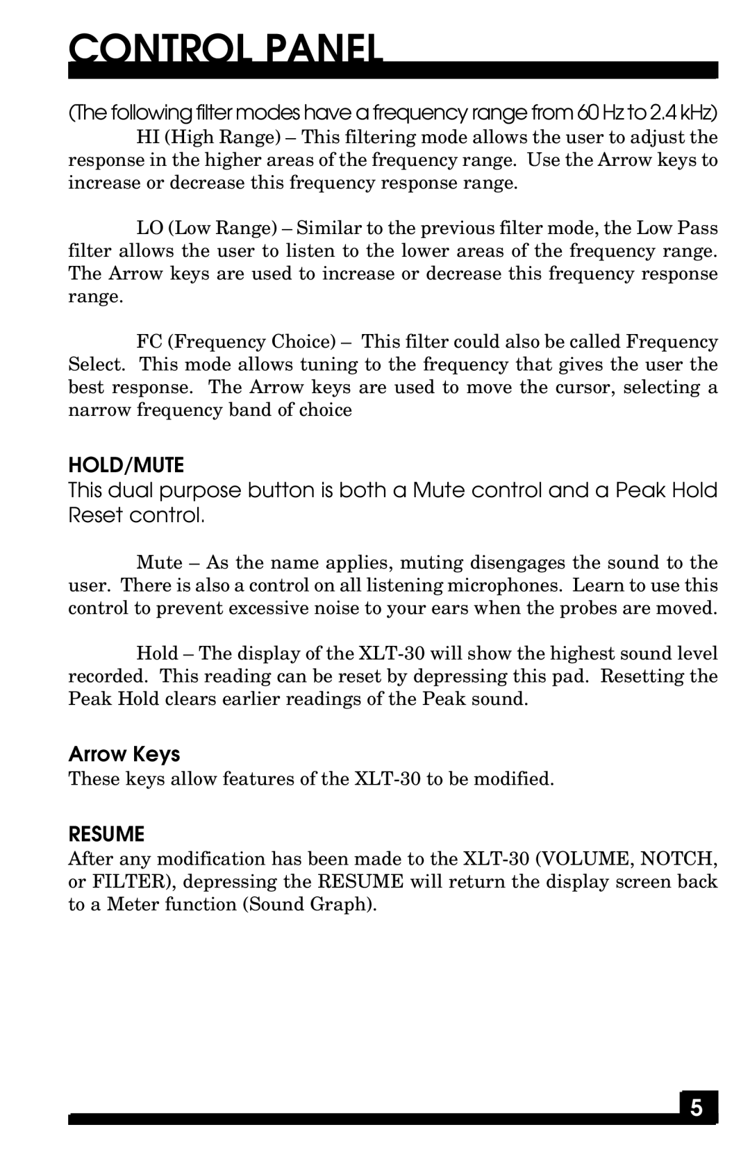 Fisher XLT-30 manual Hold/Mute, Arrow Keys, Resume 