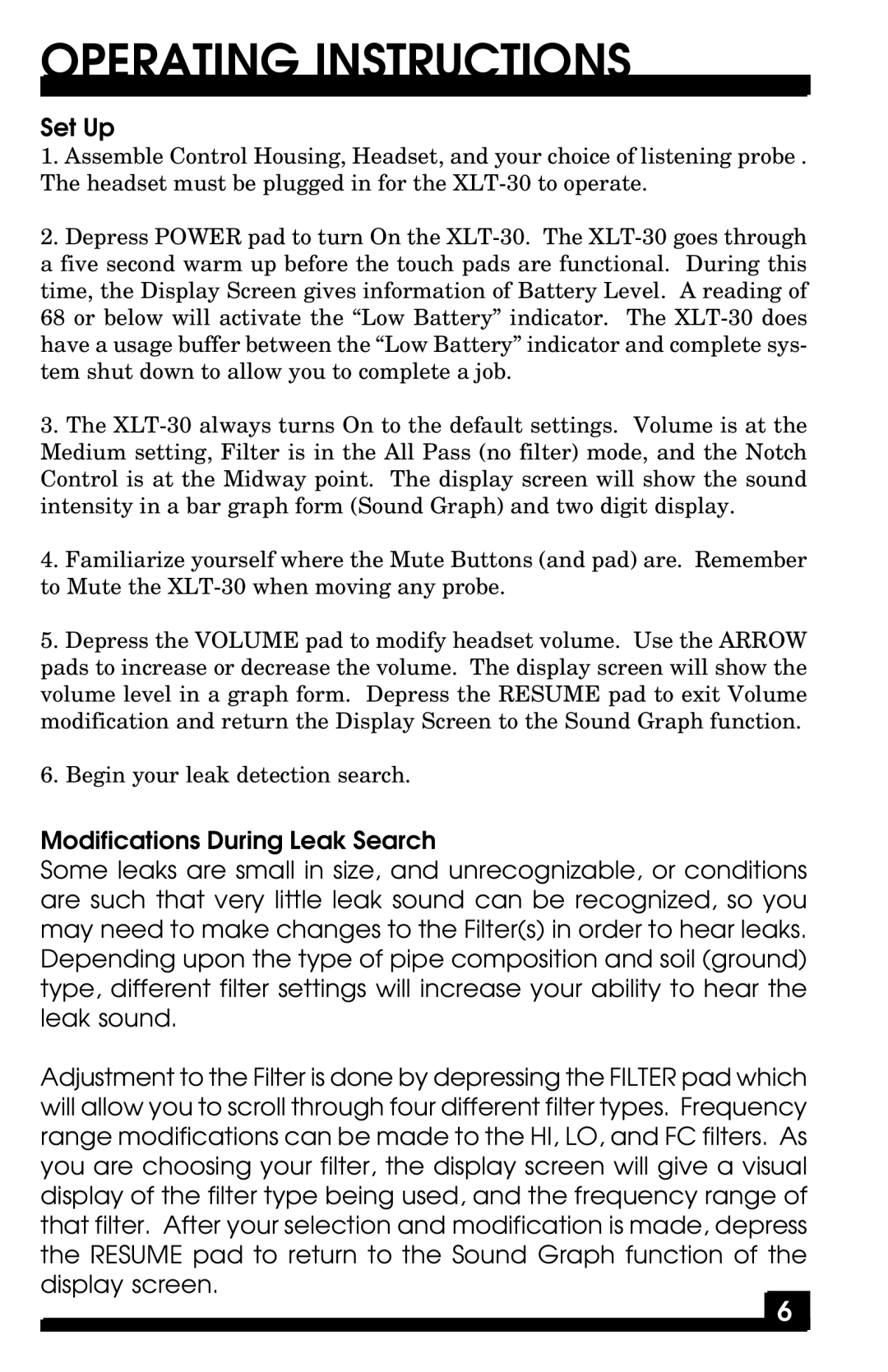 Fisher XLT-30 manual Operating Instructions, Set Up 