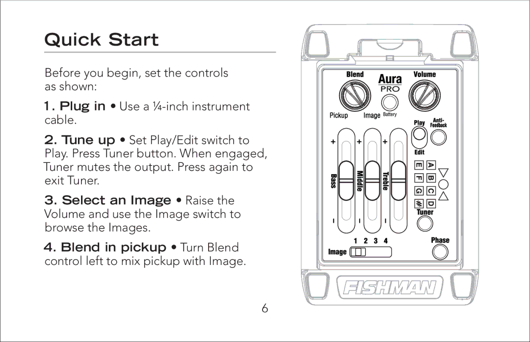 Fishman Aura Pro manual Quick Start 