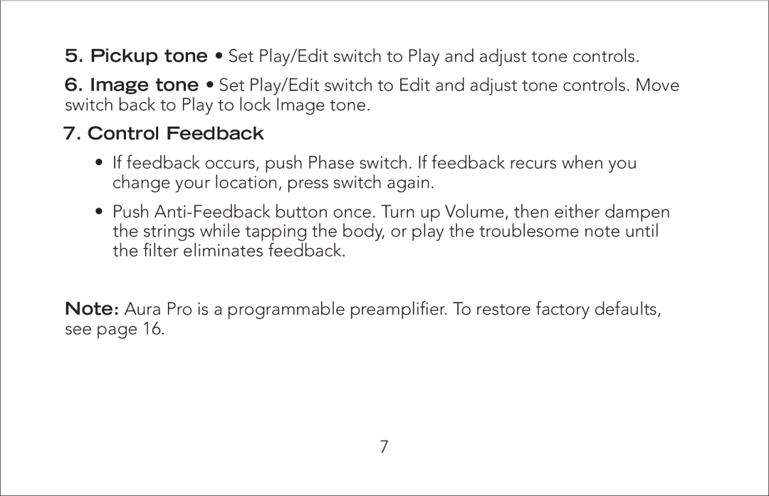 Fishman Aura Pro manual Control Feedback 