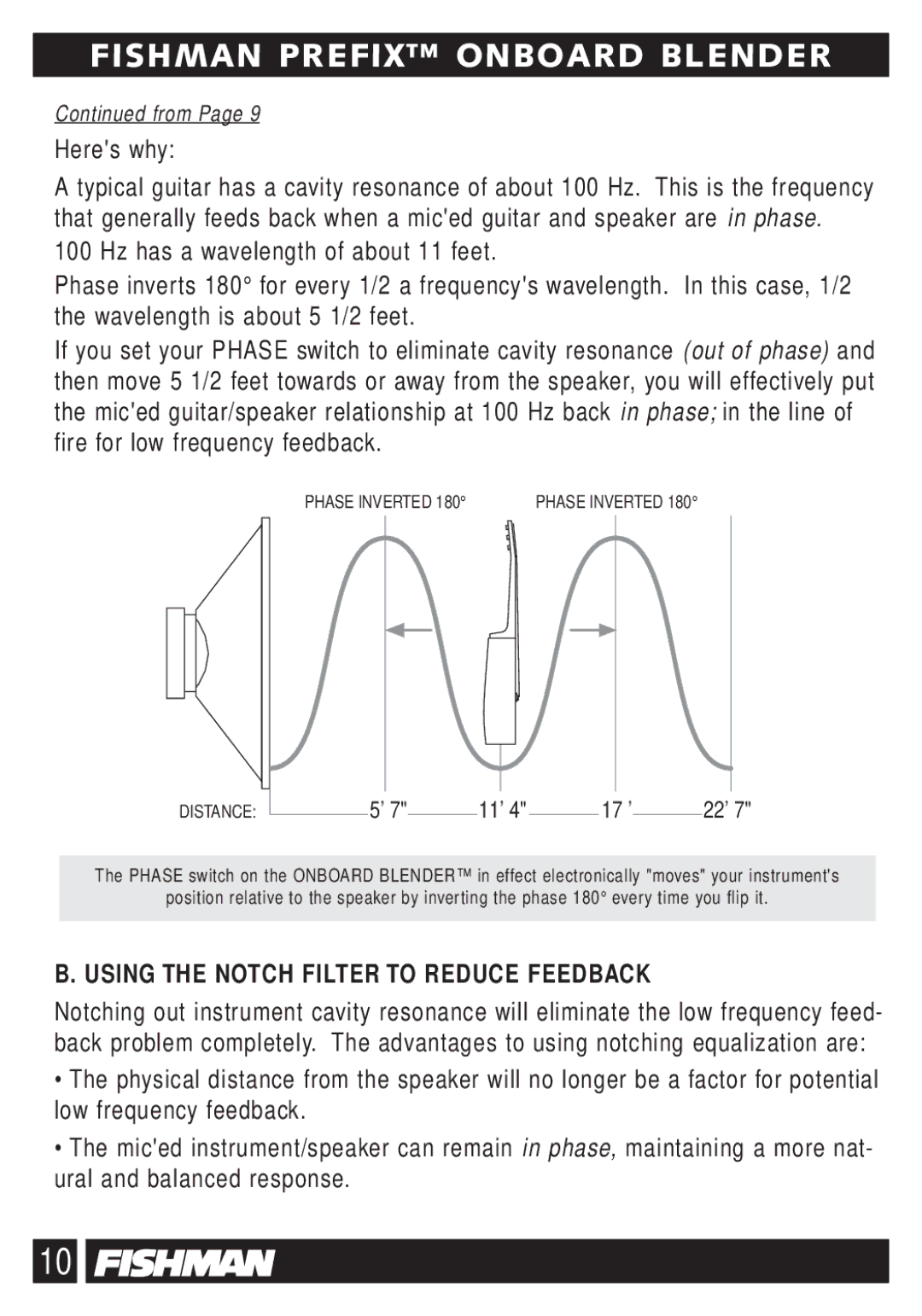 Fishman Blender quick start Heres why, Using the Notch Filter to Reduce Feedback 