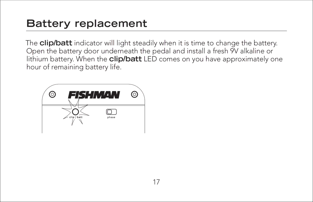 Fishman Jerry Douglas Signature Series manual Battery replacement 