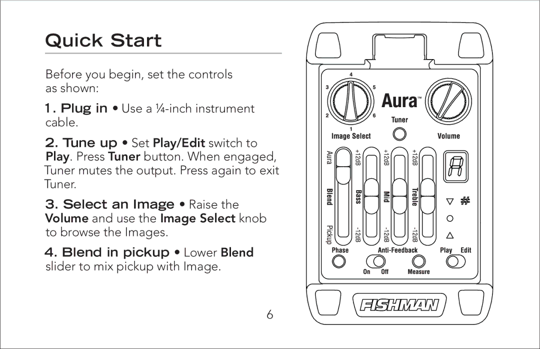 Fishman Onboard Aura manual Quick Start 