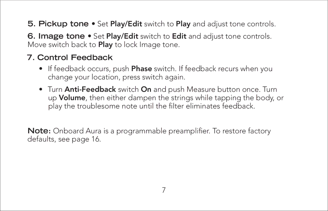 Fishman Onboard Aura manual Control Feedback 