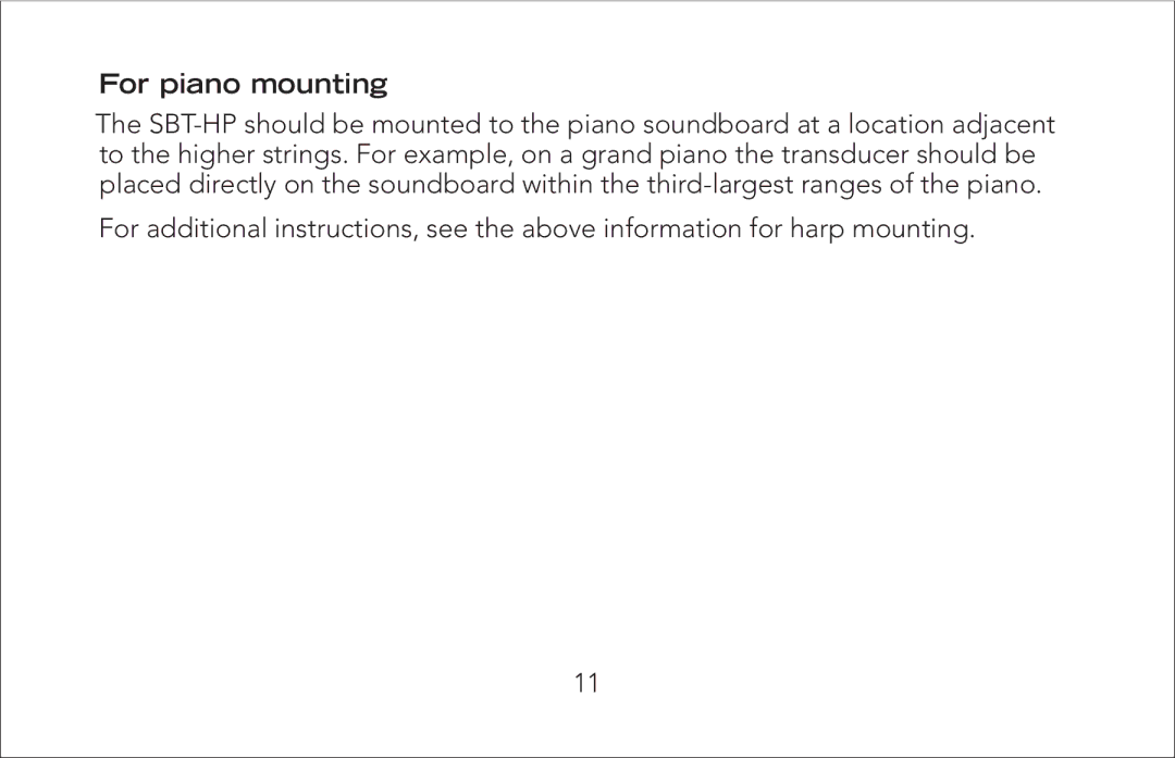 Fishman SBT-C manual For piano mounting 