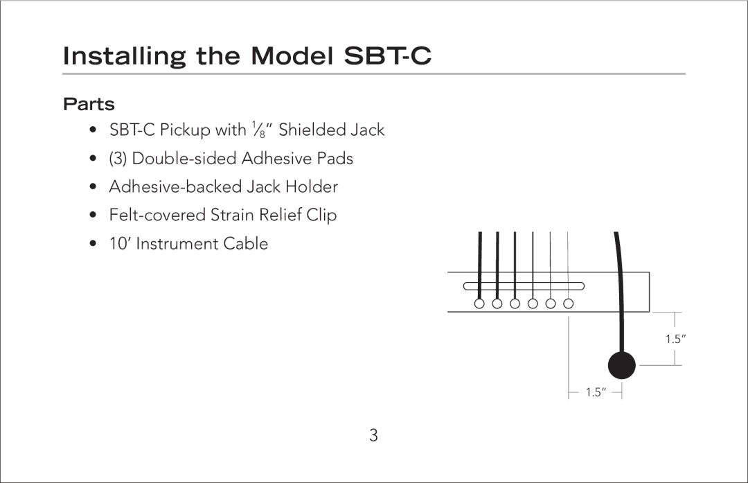 Fishman manual Installing the Model SBT-C, Parts 