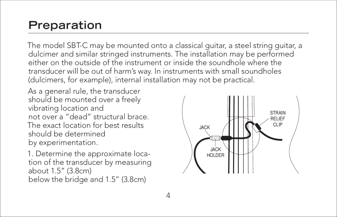 Fishman SBT-C manual Preparation 