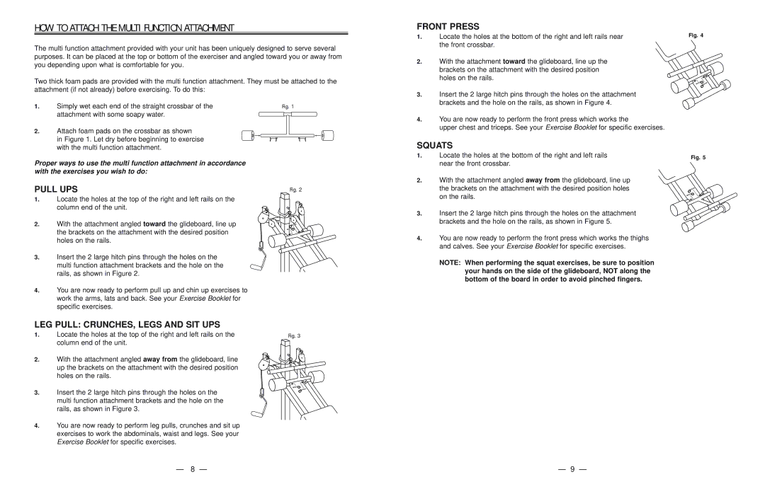 Fitness Quest 1100 manual HOW to Attach the Multi Function Attachment, Pull UPS 