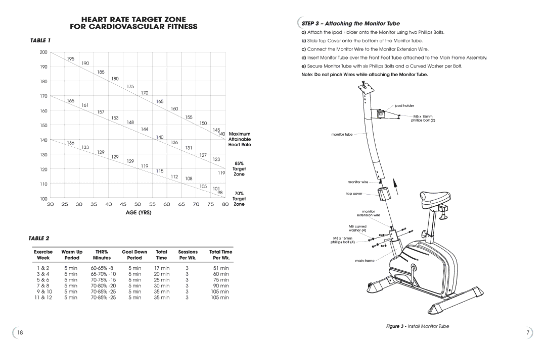 Fitness Quest 482u manual Heart Rate Target Zone For Cardiovascular Fitness, Attaching the Monitor Tube 