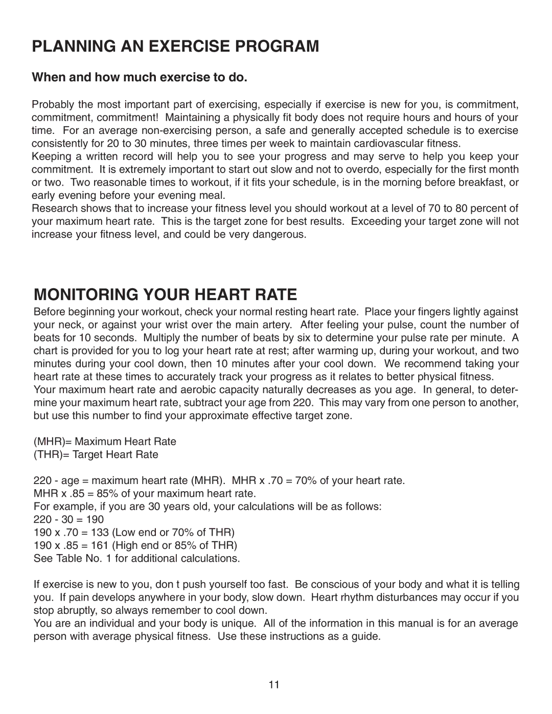 Fitness Quest 491pr manual Planning AN Exercise Program, Monitoring Your Heart Rate, When and how much exercise to do 