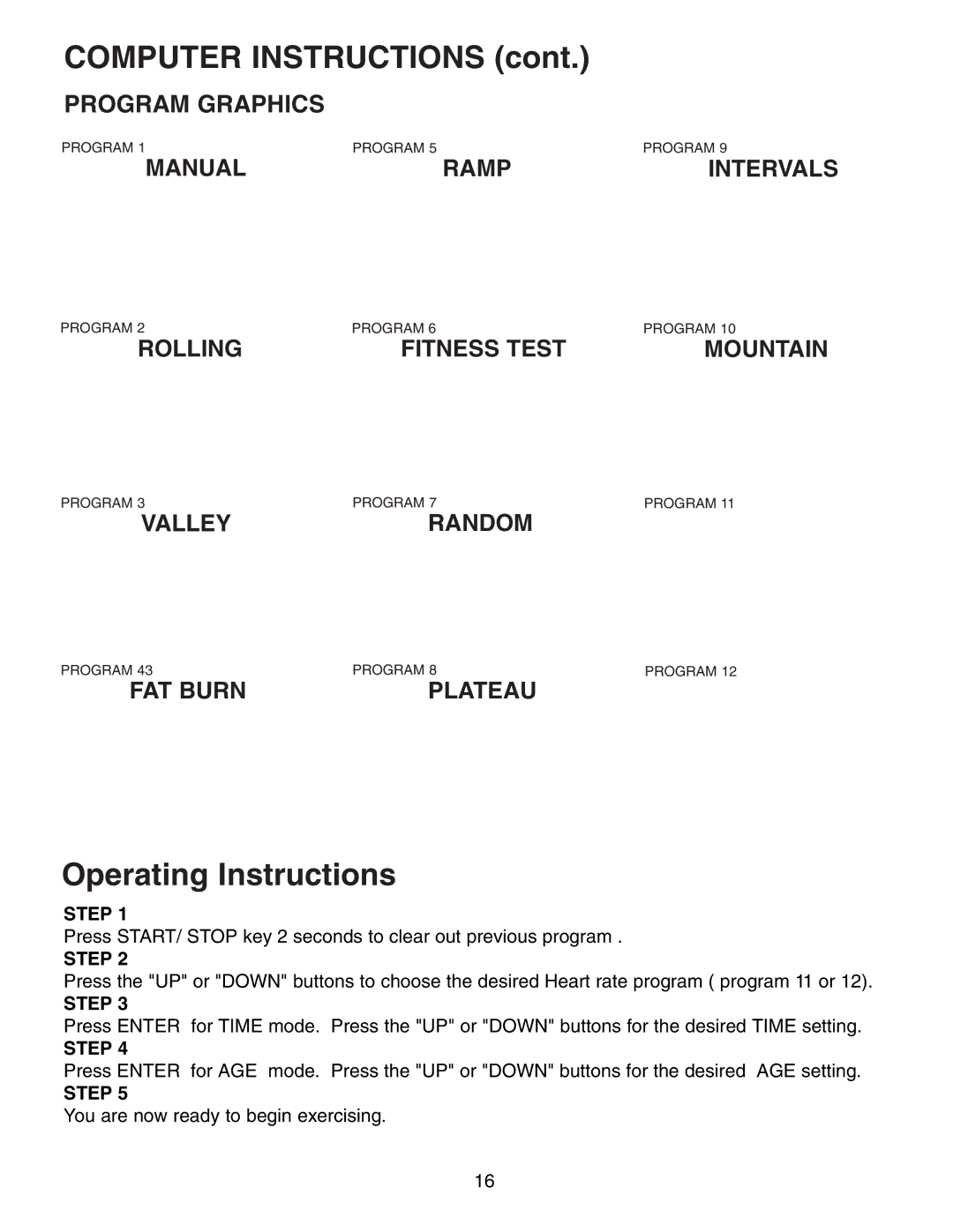 Fitness Quest 491pr manual Computer Instructions 