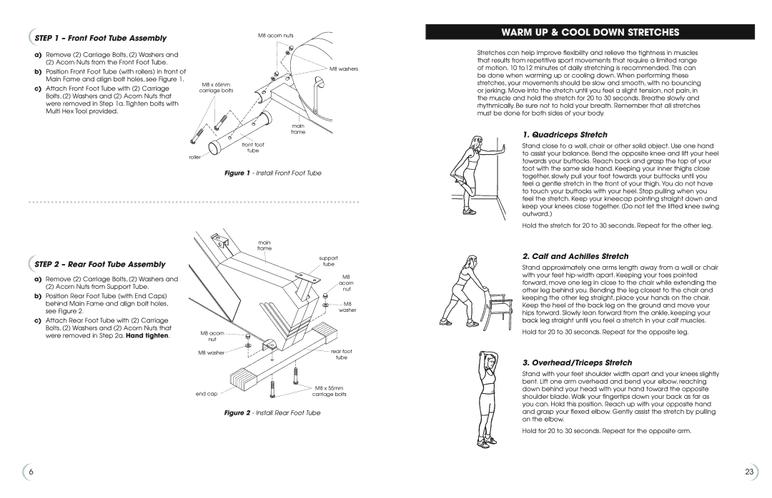 Fitness Quest 5K 6100 manual Warm UP & Cool Down Stretches 