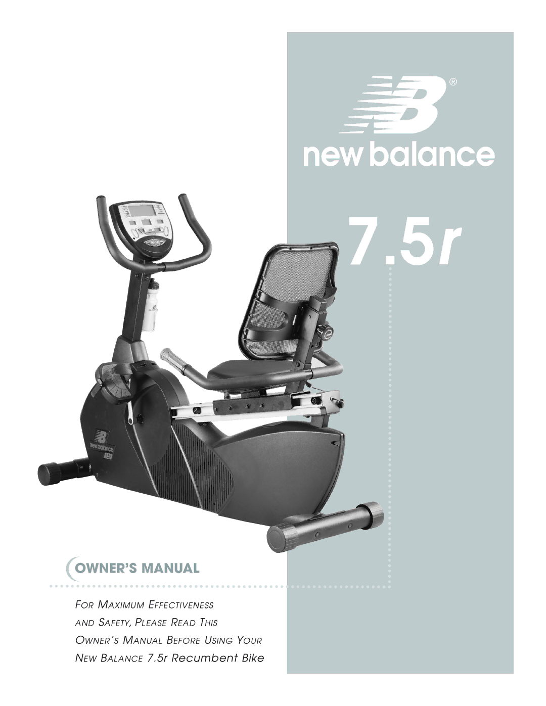 Fitness Quest manual NEW Balance 7.5r Recumbent Bike 