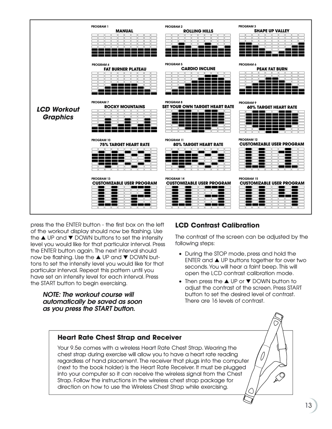 Fitness Quest 9.5e manual LCD Workout, Graphics 