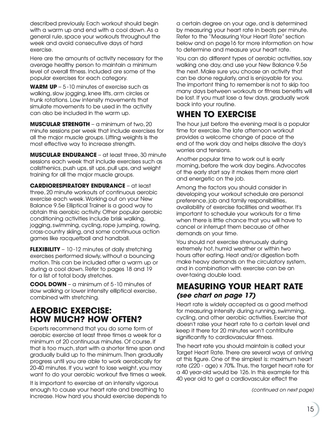 Fitness Quest 9.5e manual Aerobic Exercise HOW MUCH? HOW OFTEN?, When to Exercise, Measuring Your Heart Rate, See chart on 