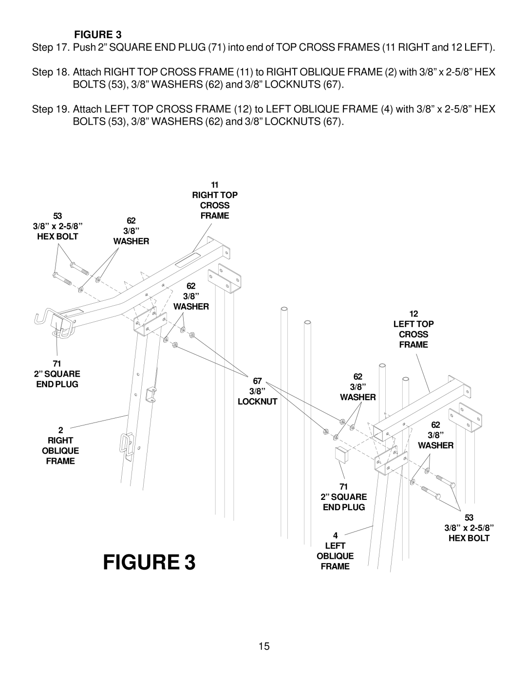 Fitness Quest Brutus 655 manual Right TOP Cross Frame 