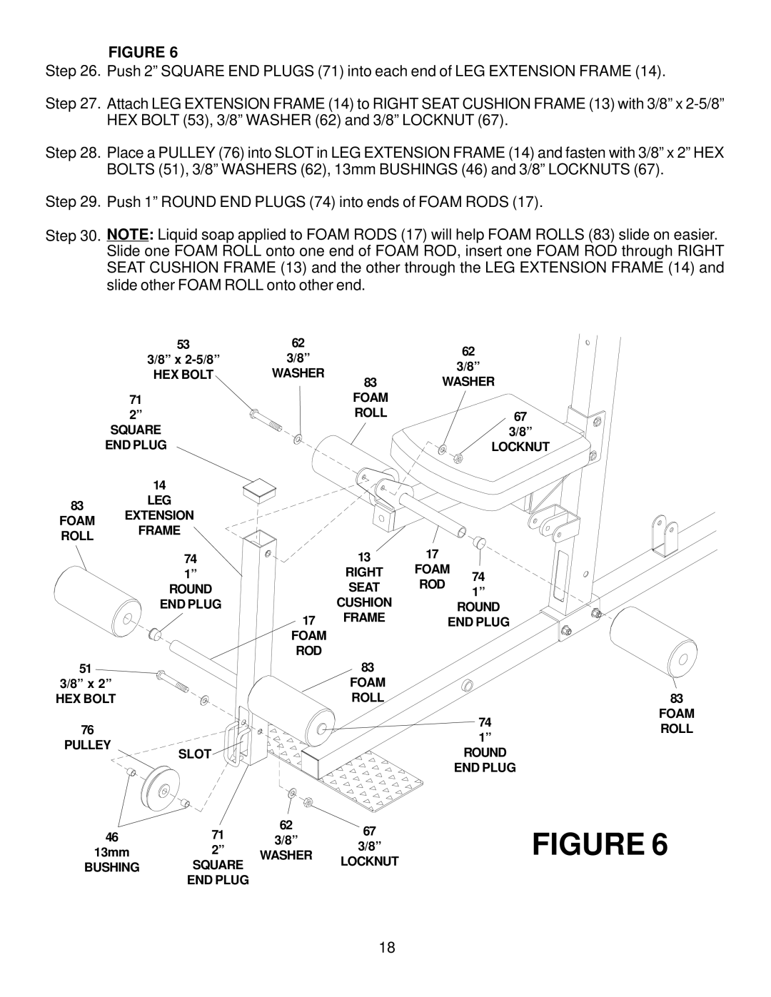 Fitness Quest Brutus 655 manual HEX Bolt Square END Plug 