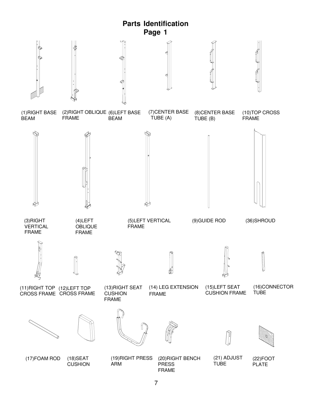 Fitness Quest Brutus 655 manual Parts Identification 