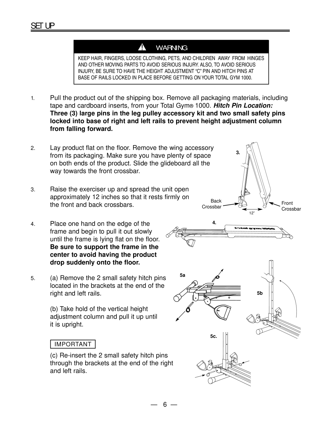 Fitness Quest Gym1000 manual Set Up, Cautwarningon 