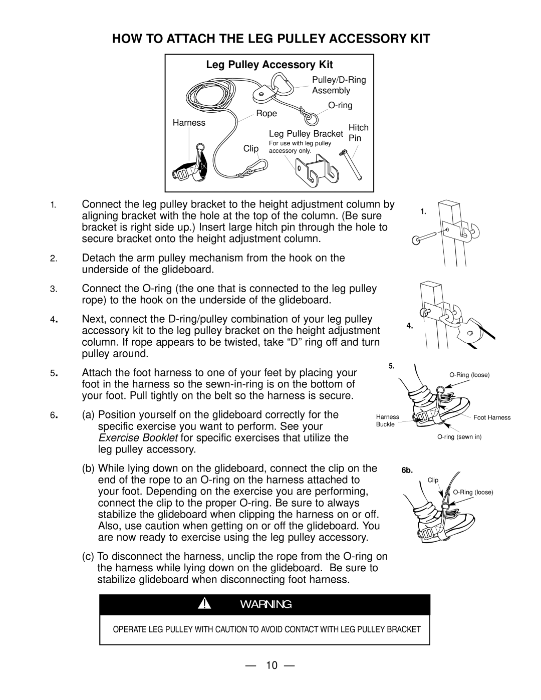 Fitness Quest Gym1000 manual How To Attach The Leg Pulley Accessory Kit 
