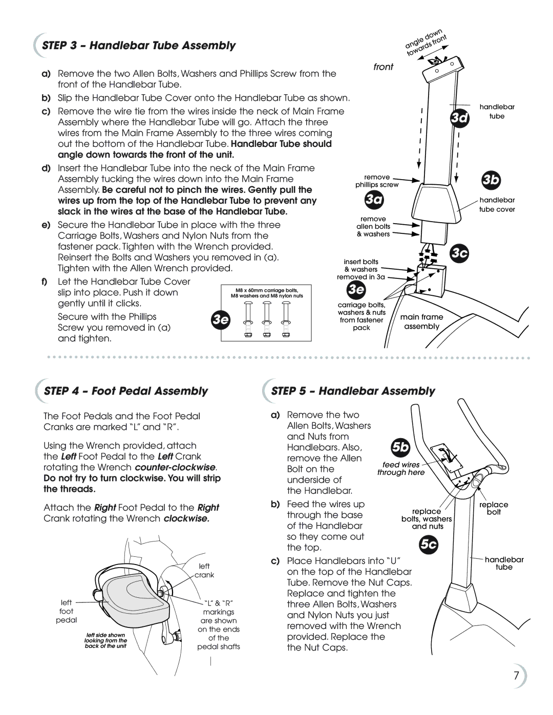 Fitness Quest NBP01060-2 manual Handlebar Tube Assembly, Foot Pedal Assembly Handlebar Assembly 