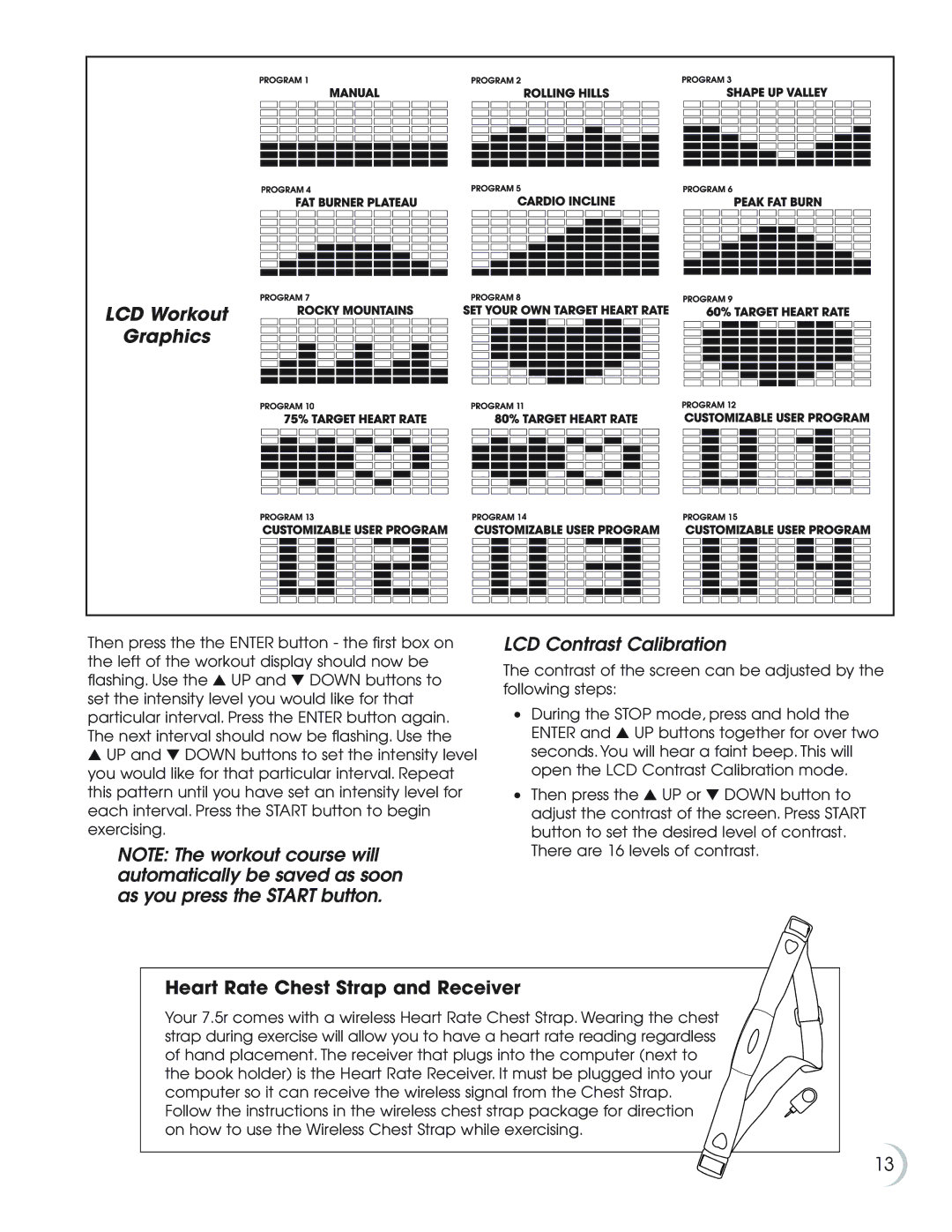 Fitness Quest NBP01075-2 manual LCD Workout, Graphics 