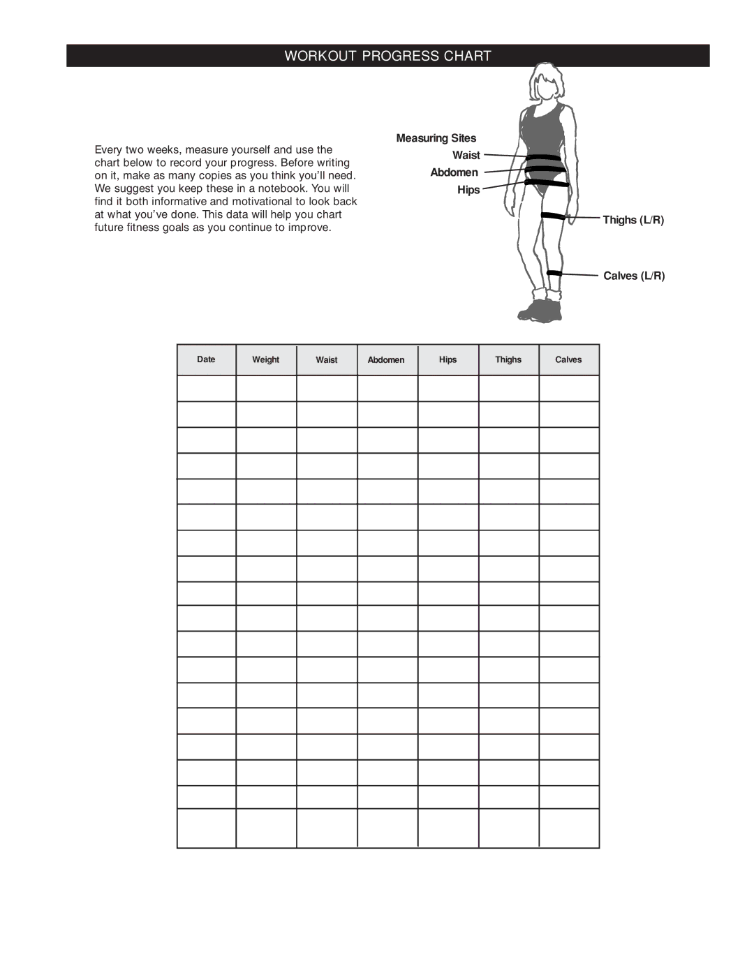 Fitness Quest Quest Ab Lounge XL System manual Workout Progress Chart 