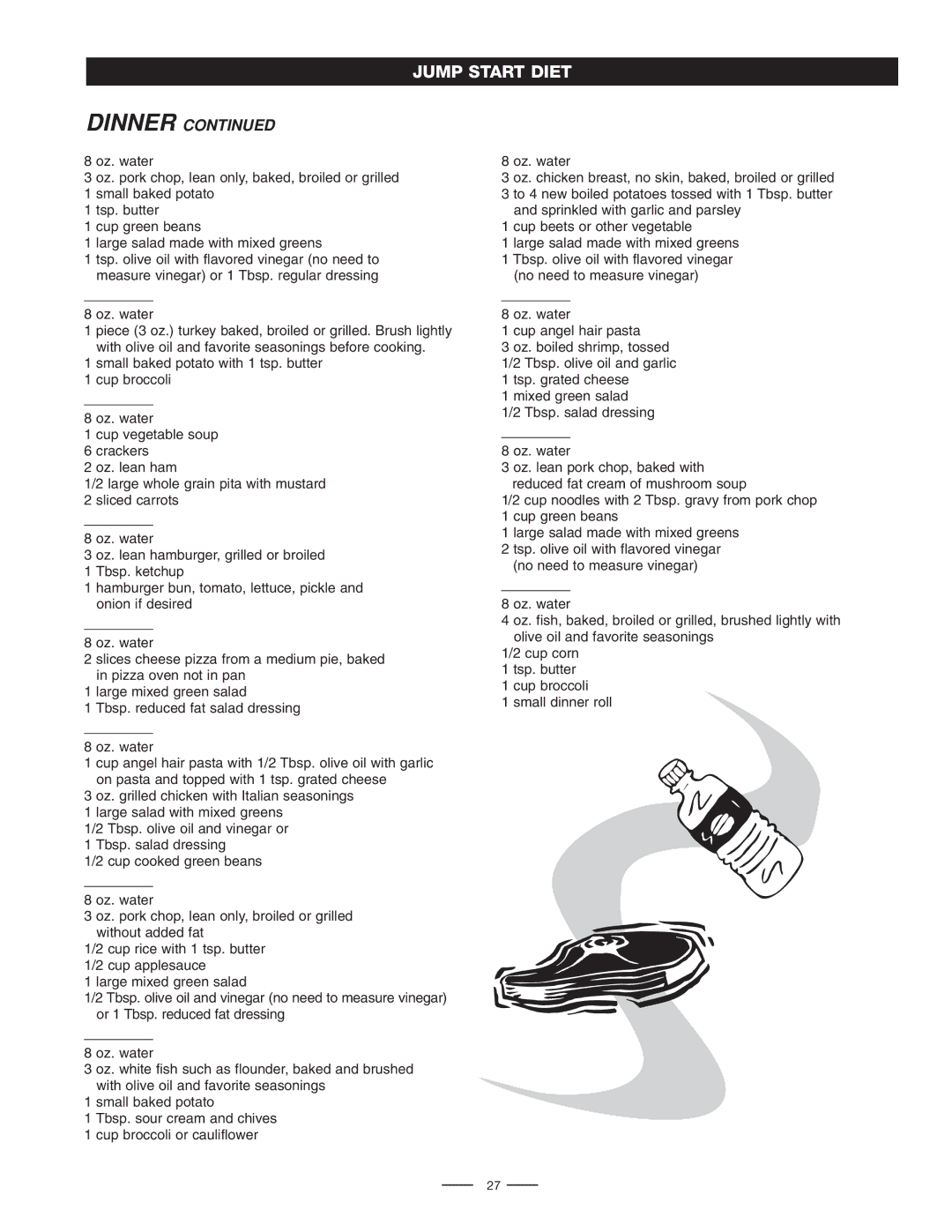 Fitness Quest Quest Ab Lounge XL System manual Jump Start Diet, Dinner 