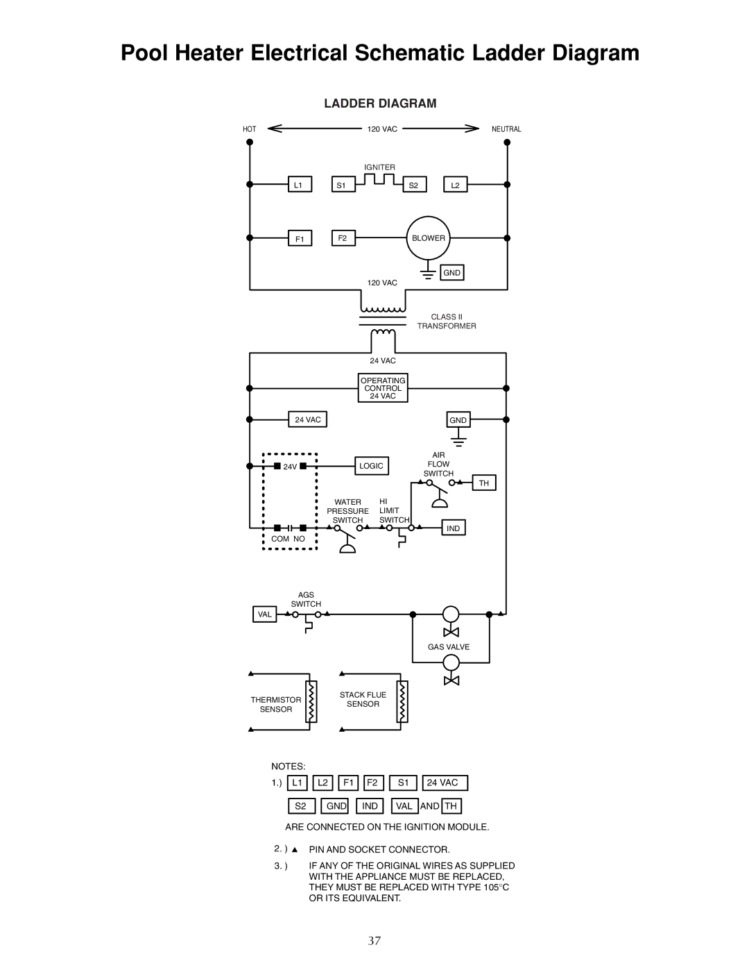 Five Star Sr200na, Sr200lp,, Sr333na, Sr333lp,, Sr400na, Sr400lp Pool Heater Electrical Schematic Ladder Diagram 