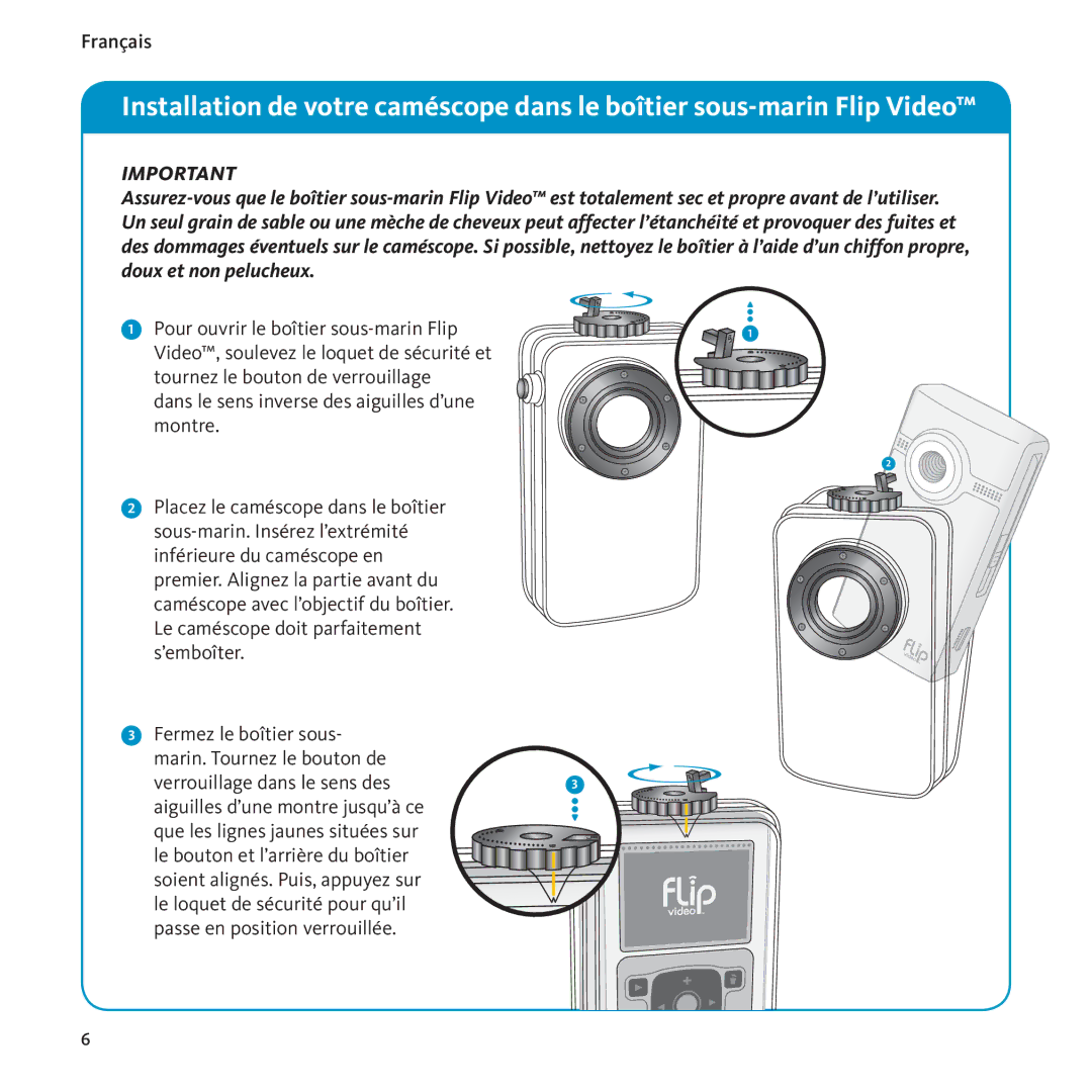 Flip Video 3250-00008, 100201-RR, Underwater Case manual Français 