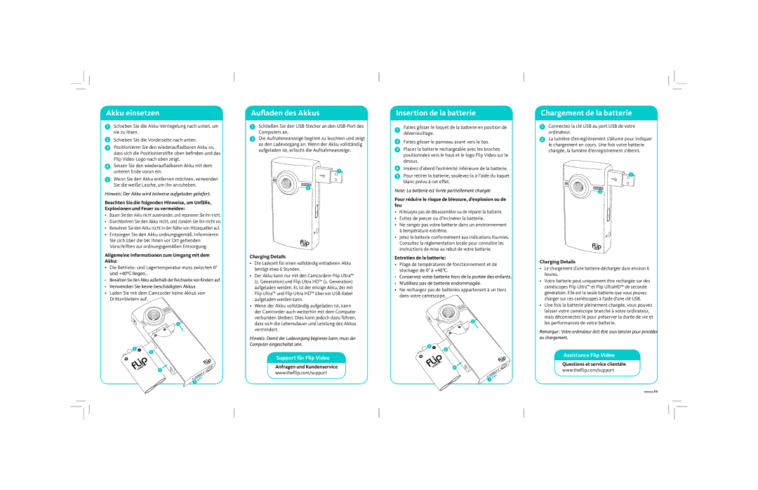 Flip Video 3250-00176 A manual Support für Flip Video, Assistance Flip Video 