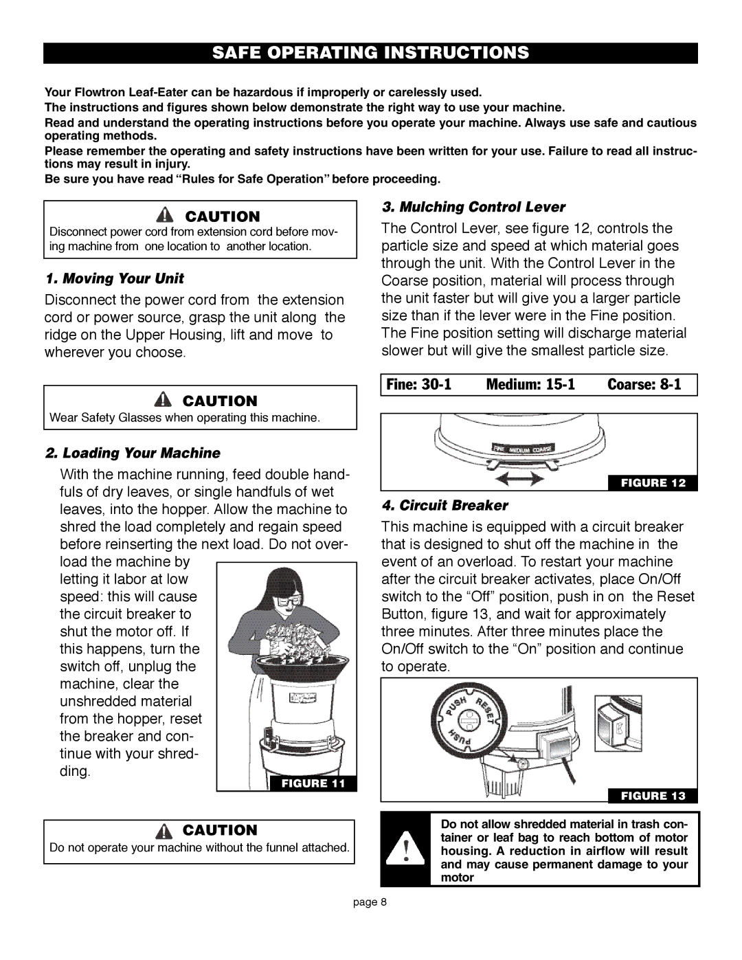 Flowtron Outdoor Products LE-800B Safe Operating Instructions, Moving Your Unit, Loading Your Machine, Circuit Breaker 