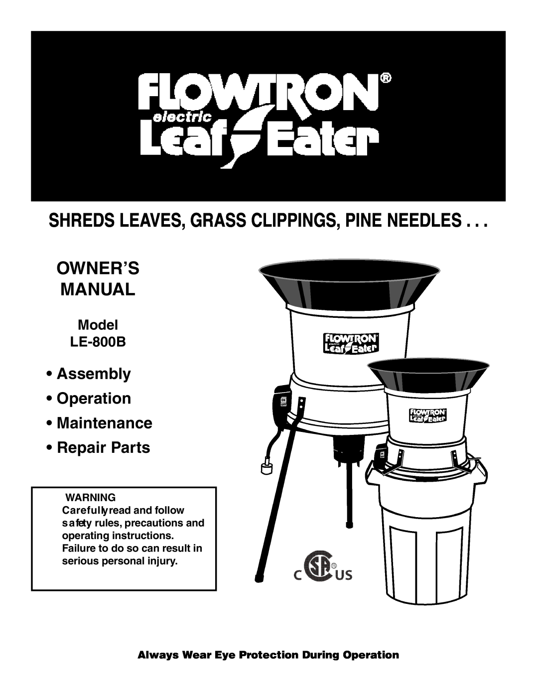 Flowtron Outdoor Products owner manual WA R N I N G Carefullyread and fo l l ow, Owner’S Manual, Model LE-800B 