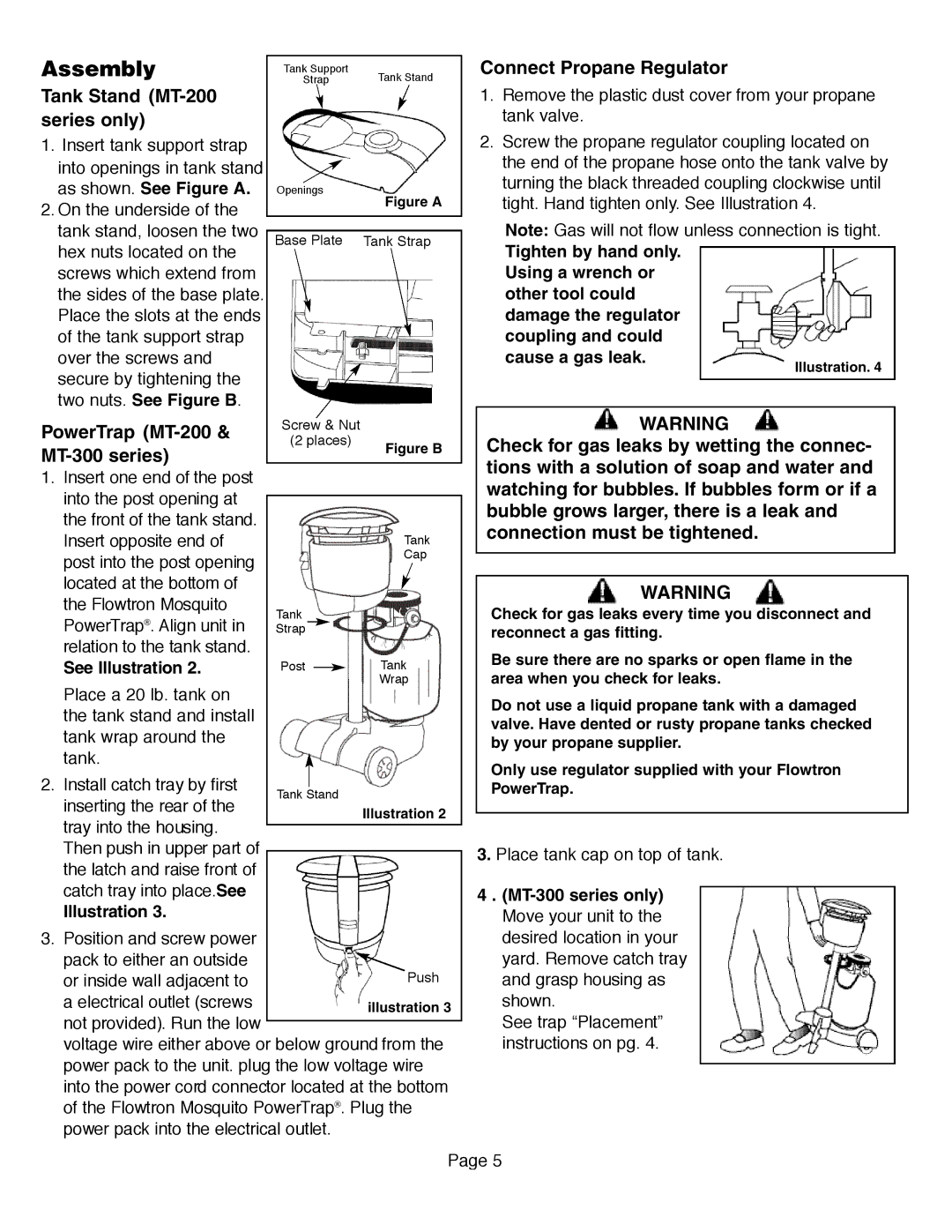 Flowtron Outdoor Products MT-200 Series manual Assembly, Tank Stand MT-200 series only, PowerTrap MT-200 & MT-300 series 