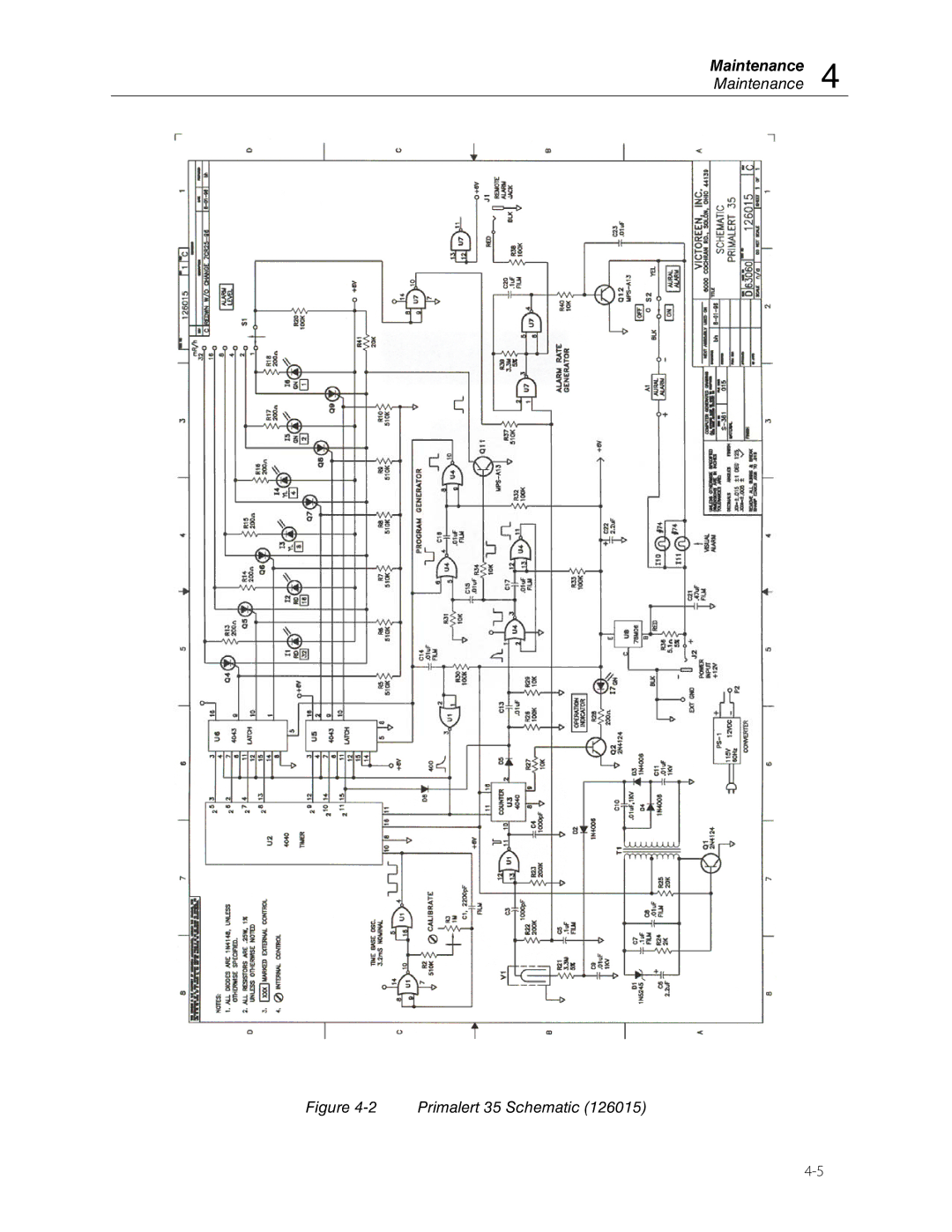 Fluke 05-437 manual Primalert 35 Schematic 