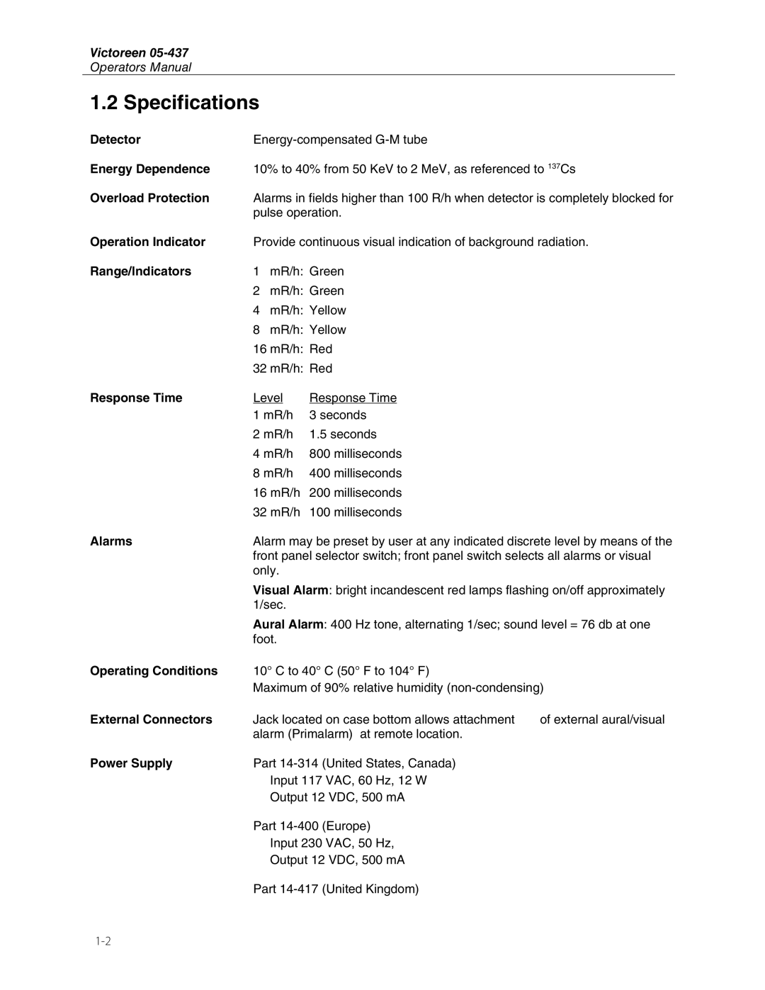 Fluke 05-437 manual Specifications, Overload Protection 