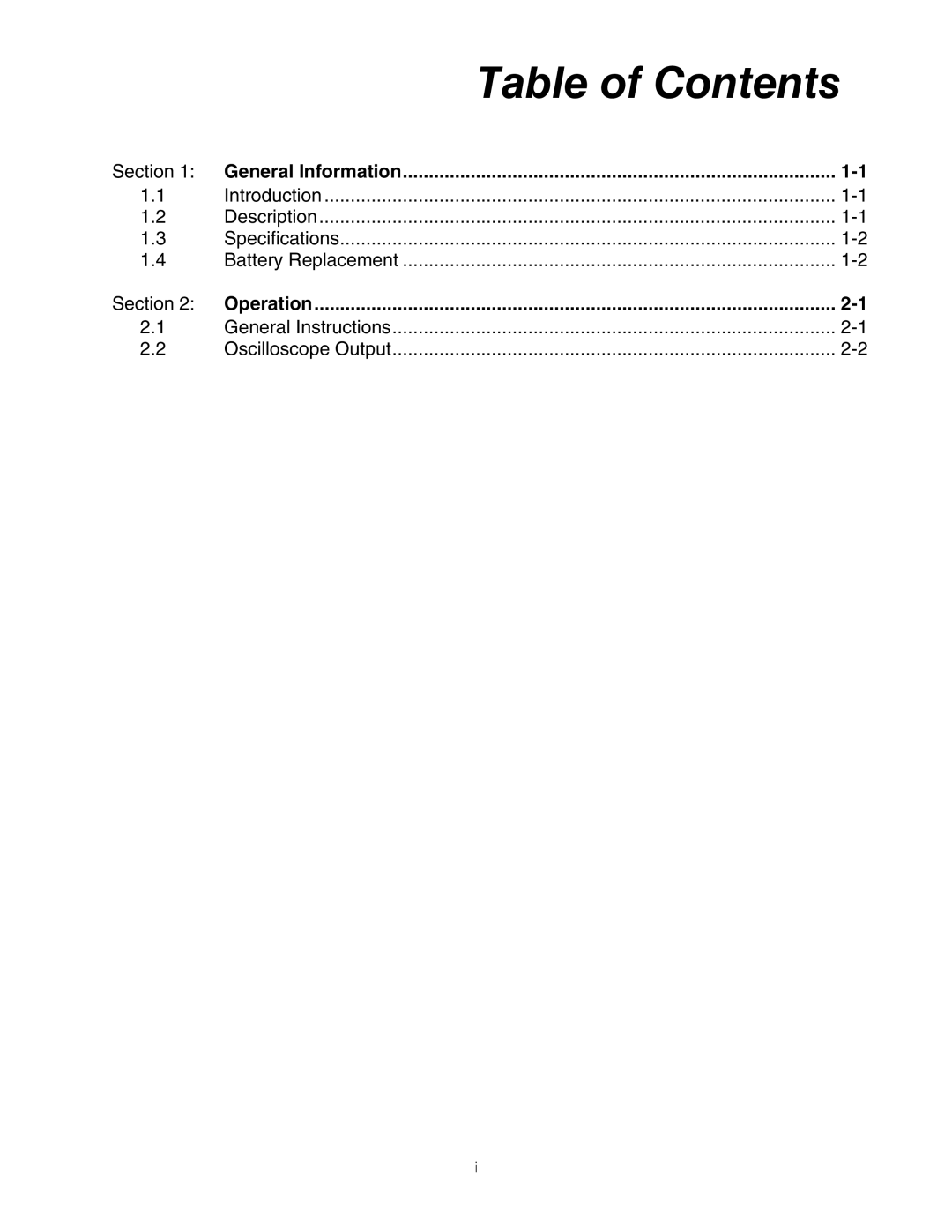 Fluke 07-453 manual Table of Contents 