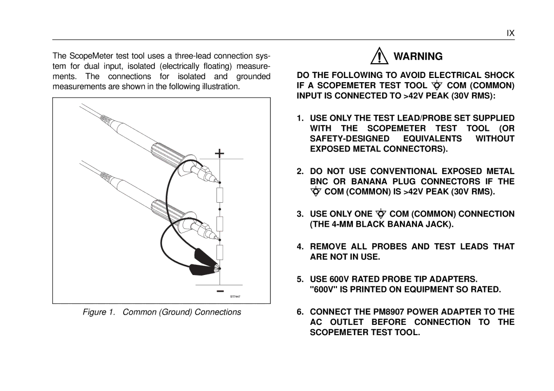 Fluke 105B, 99B manual Common Ground Connections 