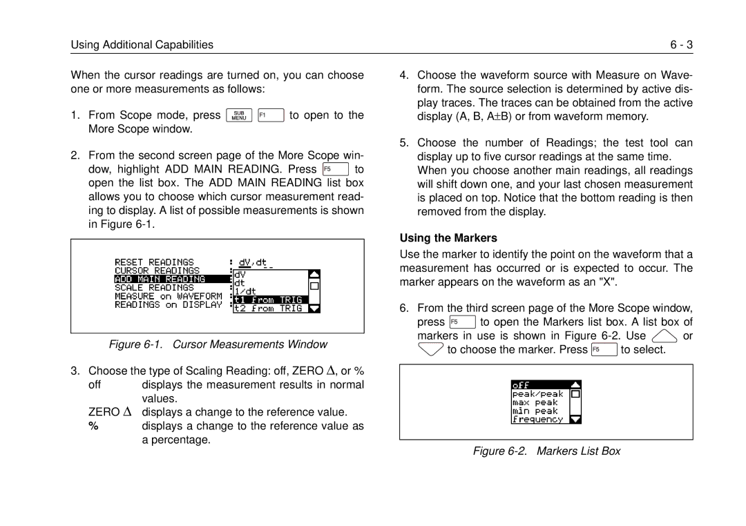 Fluke 99B, 105B manual Zero ∆, Using the Markers 